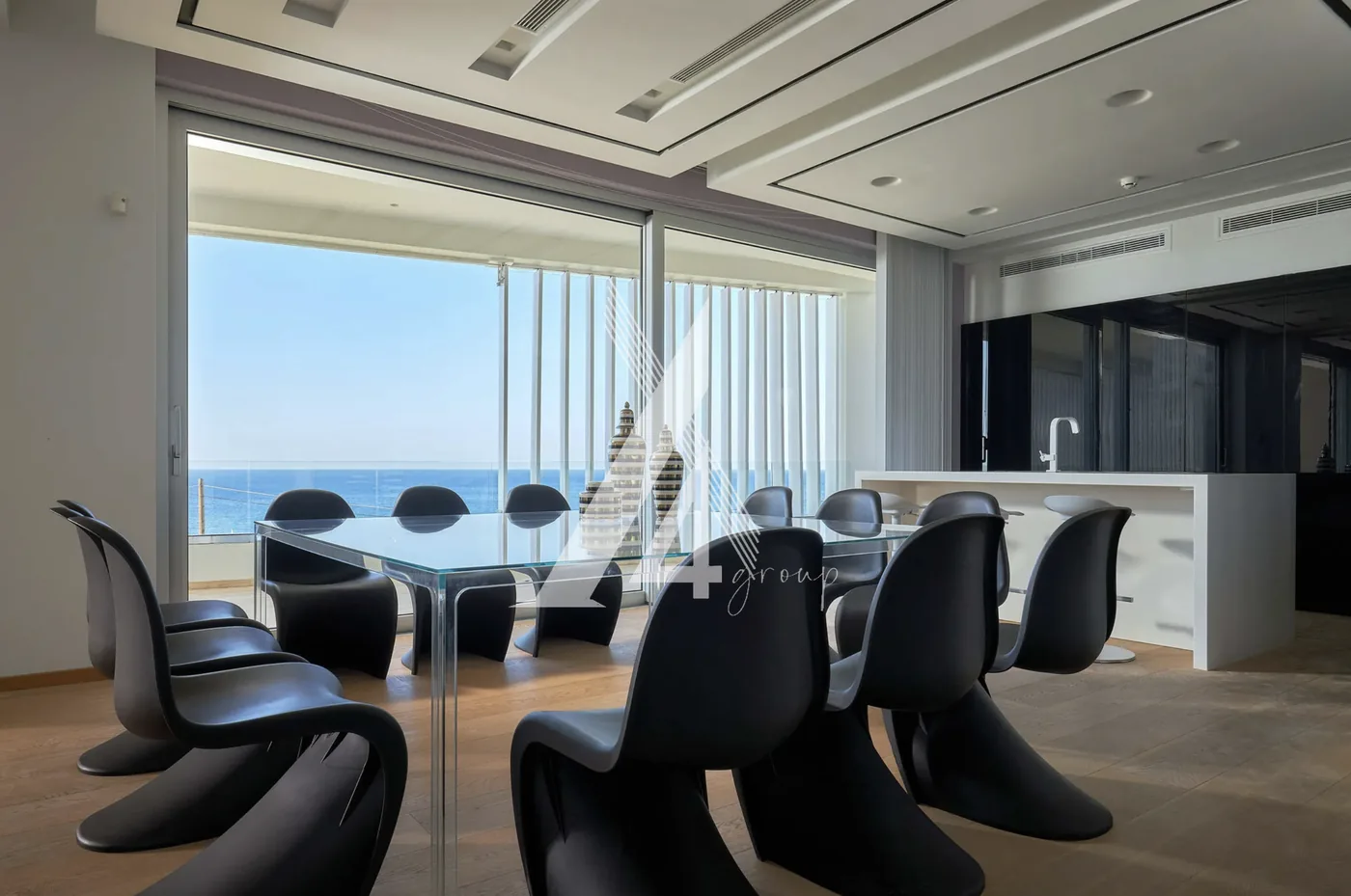 Dining area overlooking the sea