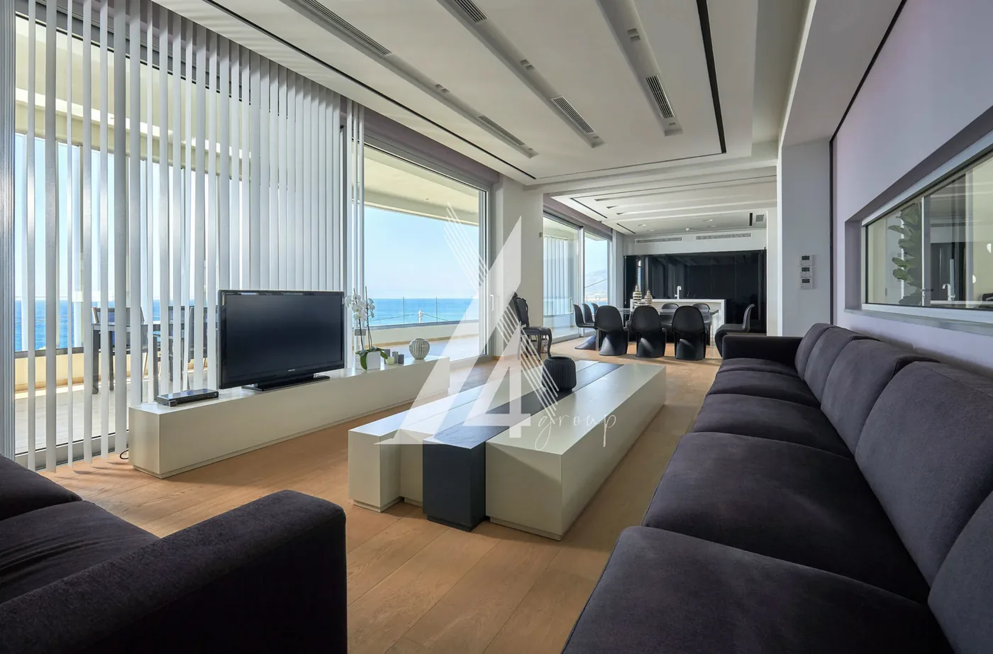 Elegant living room with sea views